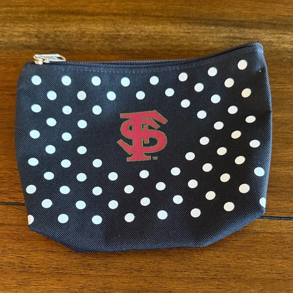 Florida State Polka Dot Makeup Pouch with Logo